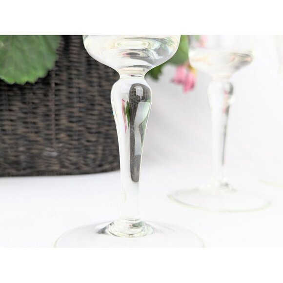 Vintage Etched Crystal Stemware Set of 4 Mixed Water Wine Glasses Floral Cut - Picture 4 of 9